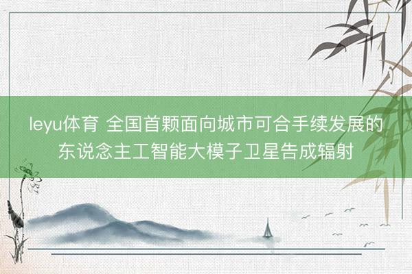 leyu体育 全国首颗面向城市可合手续发展的东说念主工智能大模子卫星告成辐射