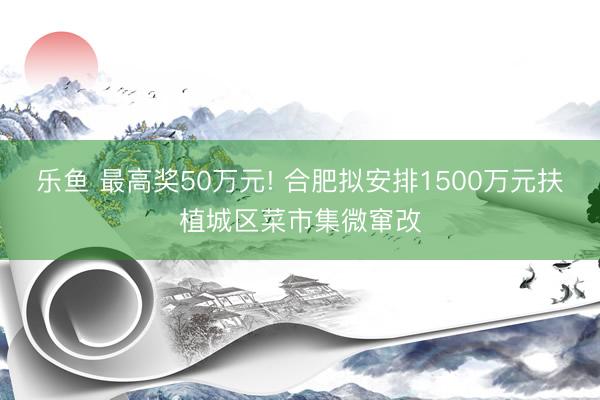 乐鱼 最高奖50万元! 合肥拟安排1500万元扶植城区菜市集微窜改