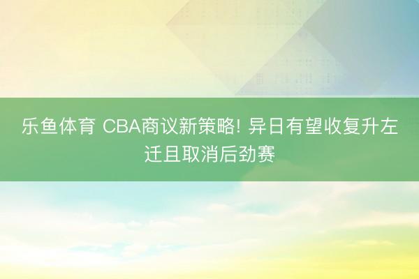 乐鱼体育 CBA商议新策略! 异日有望收复升左迁且取消后劲赛